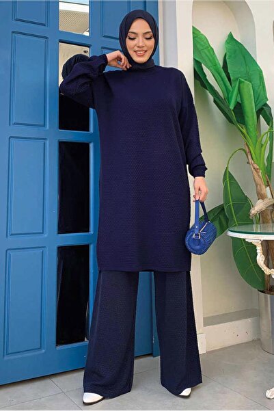 TRENDTESETTÜR Μπλε Navy Long Knitwear Tunic - Γυναικείο T 51222