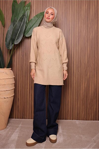 TRENDTESETTÜR Women's Beige Knit Tunic t 0207