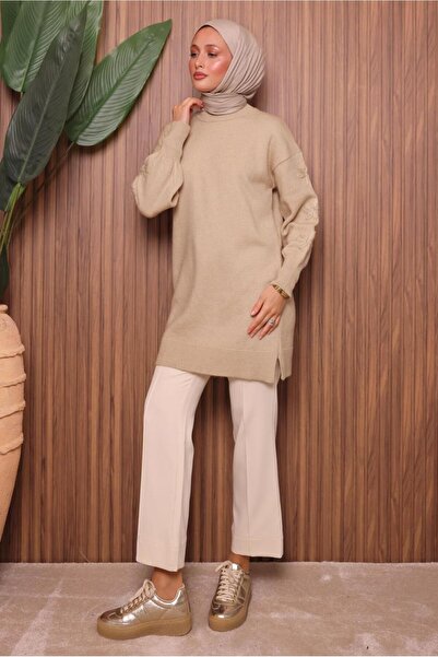 TRENDTESETTÜR Women's Beige Knit Tunic t 4507
