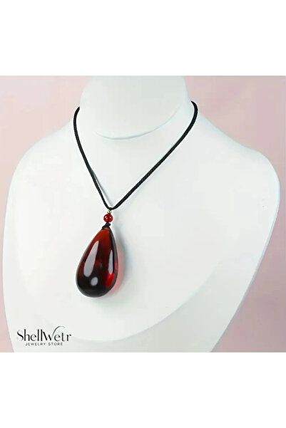 shellwetr lgnis Gözyaşı Ateş Kehribarı damla şeklinde unisex Kolye