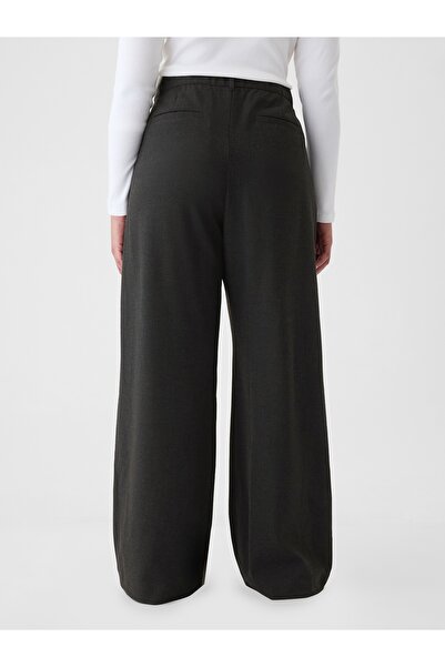 GAP Kadın Siyah High Rise Brushed Twill Pileli Pantolon
