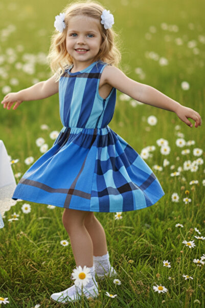 Parla Kids 0015 - Сукня для дівчинки синьо-чорна в клітинку