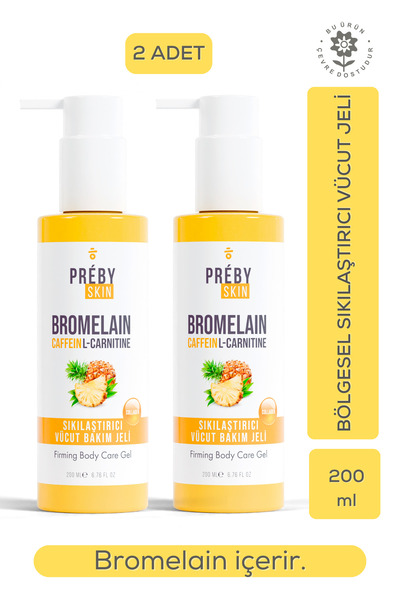 PrebySkin Bromelain, Kafein ve LCarnitine İçeren Sıkılaştırıcı Vücut Bakım Je...