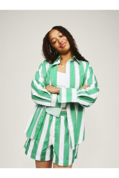 GAP Kadın Yeşil Organik Pamuk Poplin Boxer Şort