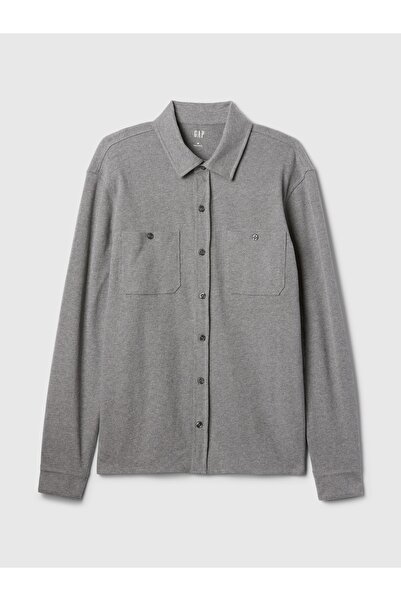 GAP Erkek Gri Cepli Jersey Gömlek