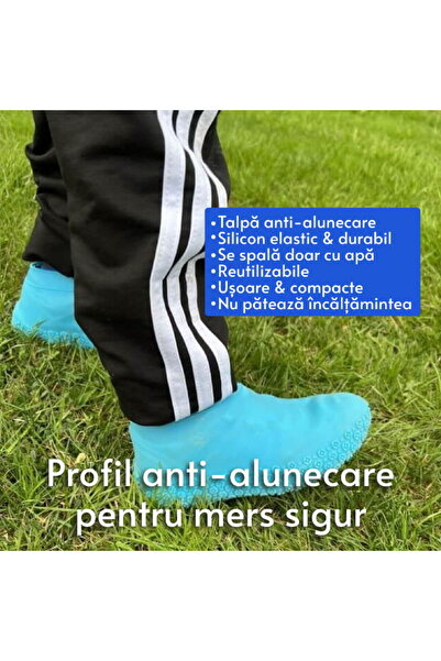 Empria Protectii pentru incaltaminte, impermeabile de silicon, anti-alunecare, marime S 30 - 34, Bleu