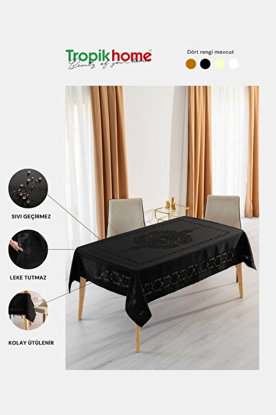 Tropikhome Jumbo Jakar Siyah Sıvı Geçirmez Kumaş 110x160 Masa Örtüsü