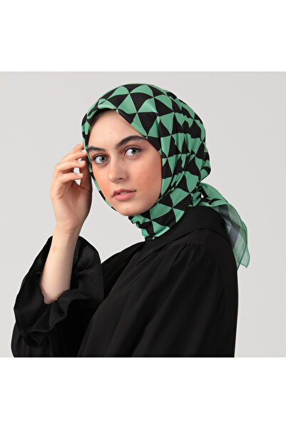 ipekistanbul Eșarfă din mătase din bumbac - model triunghi - verde