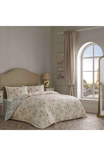 Linens Allday Fleur Cotton Satin Double Duvet Cover Set Cream