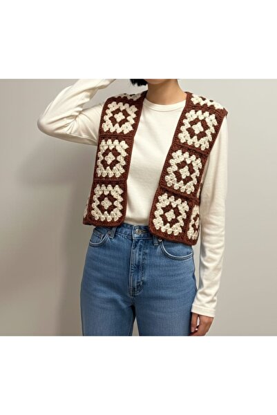 EHF LifeStyle MOTİFLİ YELEK/ ÖRGÜ YELEK/ BOHEM YELEK/ YELEK / KADIN YELEK