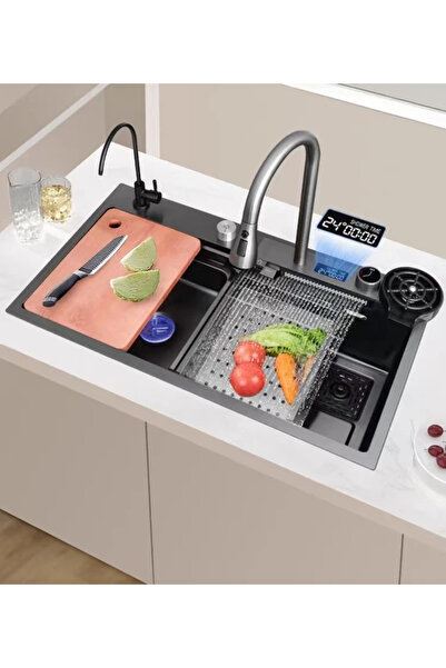 Trendy's Multifunctional stainless steel sink, TRENDY'S, with LED, gray 75x46 cm