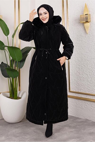 TRENDTESETTÜR Women's Black Hooded Puffer Coat t 2007