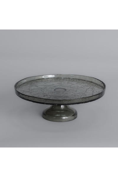 Linens Gleam Cam 25 cm Ayaklı Servis Tabak Füme