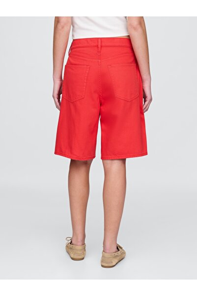 GAP Kadın Kırmızı Uzun Kesim Denim Şort