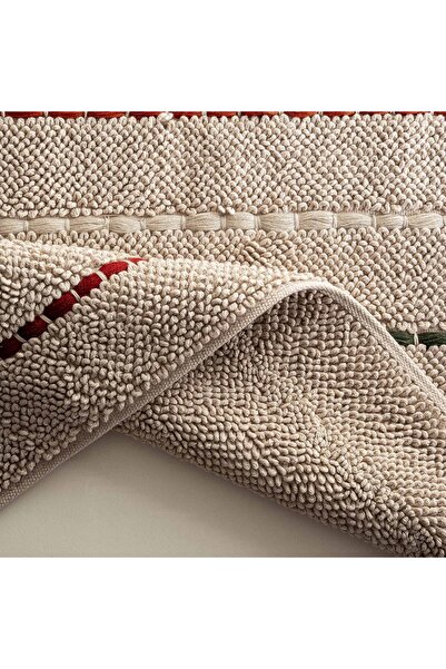 Ecocotton Χαλάκι μπάνιου Katari 100% βαμβακερό κέντημα στο χέρι Μπεζ 50x80 εκ.