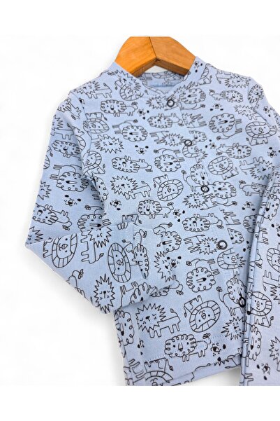 voyyo kids baby Erkek Bebek Yeni Doğan 3-6-9-12 Ay Çıtçıtlı %100 Pamuklu Gecelik Pijama Takımı