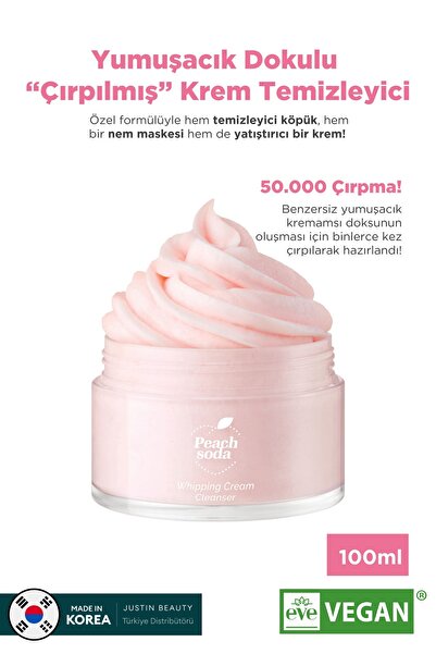 Ariul Peach Soda Whipping Cream Cleanser 100ml-Şeftali Ekstreli Gözenek Arındırıcı Yoğun Köpük Temizleyici