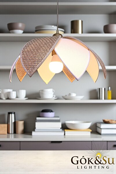 Göksu Lighting Rattan Pervane Model Sarkıt Avize Salon Oturma Odası Hol Antre Mutfak