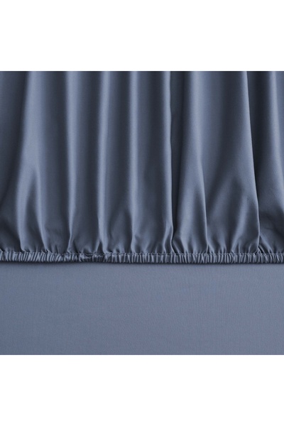 Linens Mix&Match Cotton Satin Double Fitted Sheet Indigo