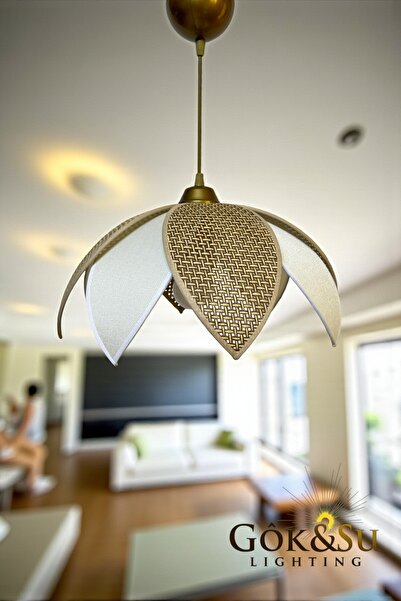 Göksu Lighting Rattan Pervane Model Sarkıt Avize Salon Oturma Odası Hol Antre Mutfak