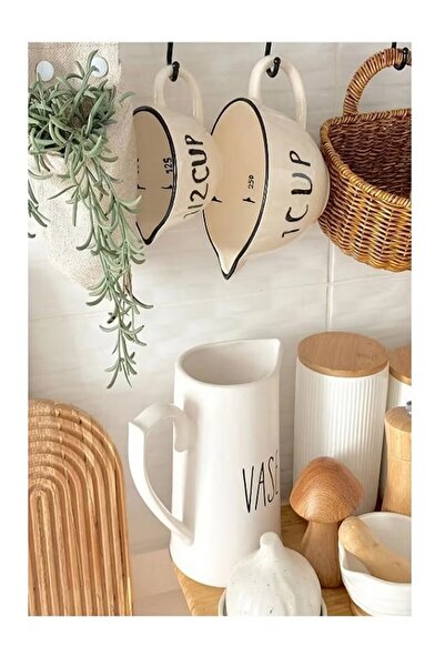 Nonni Home Art 2'li Loza Seramik Ölçü Bardağı Seti Kupa Bardak 250 Ml/500ml