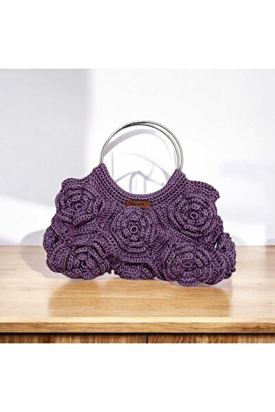 Handmade Gül Motifli Çanta . makrome gül çanta