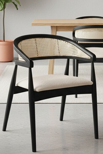 Woodenbend Florida Siyah Ahsap Natural Hazeranlı Sandalye ( 1 Adet )