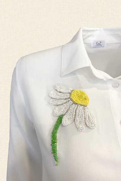 GZ Design Daisy Embroidered White Shirt