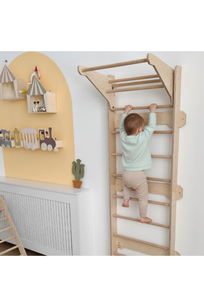 Pooki playroom İsveç Tırmanma Duvarı Masa aparatlı 190x60 cm