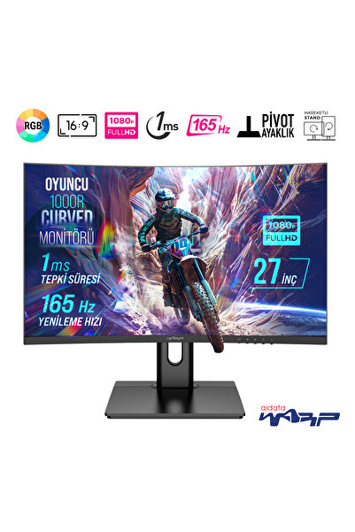 Warp Outlet (Kutu Hasarlı) WRP27-165-B 27" 165HZ 1MS 1000R Curved Freesync + G-Sync FHD Oyuncu Monitörü