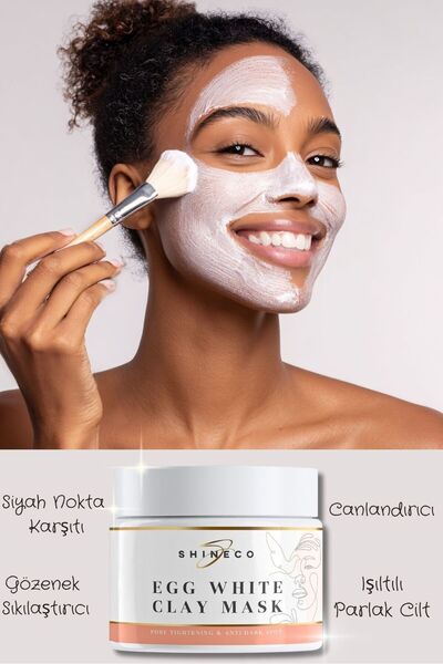 Shineco Yumurta Akı Kil Maskesi 50ml - Siyah Nokta, Gözenek Karşıtı, Cilt Bey...