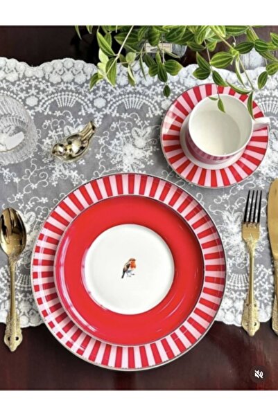 FİNCAN SUNUM HOME Acar Bird 6 Kişilik 19 Parça Brunch Çay Pasta seti