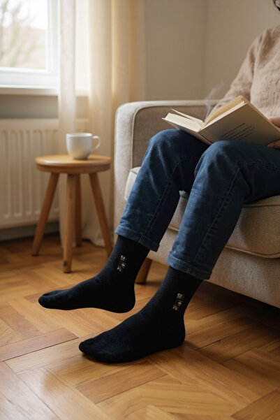 KAYS Men's 5-Piece Towel Cotton Socks Set Black Navy Blue Smoked Winter Thick Texture