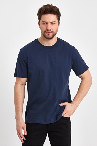 VENA Μπλουζάκι Ryan με τύπωμα Crew Neck - Navy Blue