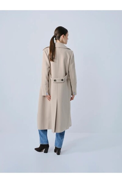 IDA Collection Double Button Maxi Length Coat Stone
