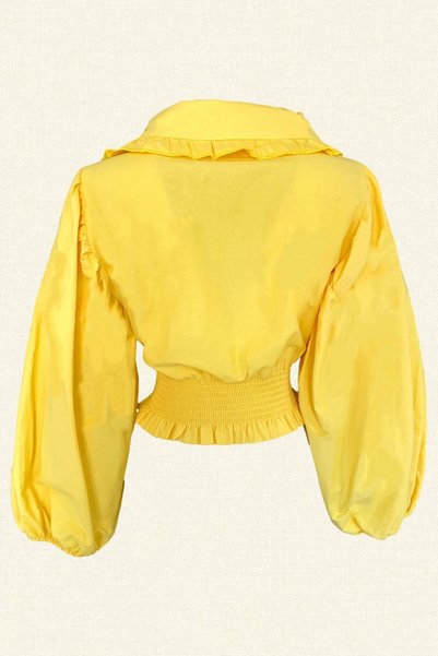 GZ Design Black Embroidered Balloon Sleeve Yellow Shirt