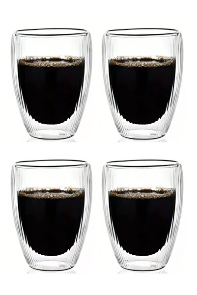 Atlas Mutfak زجاج مخطط مزدوج الجدار، قهوة، لاتيه، اسبريسو، مشروب غازي 300 مل ...