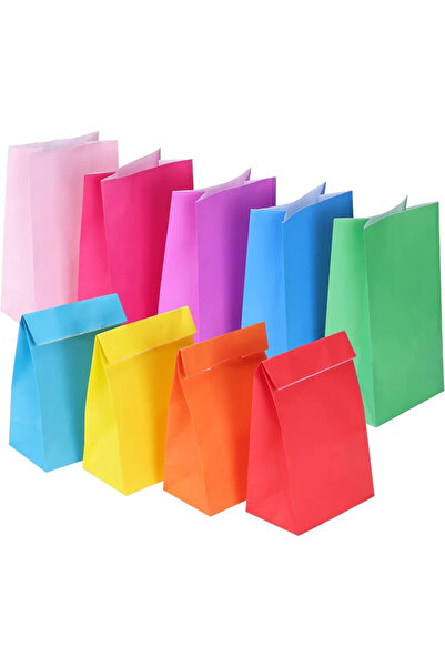 Choice 24x13x8cm mixed 10 pcs Paper Party Favor Bags, 9 Colors Small Gift Bags, 9.2 x 5.2 x 3.2 Goodie Bags