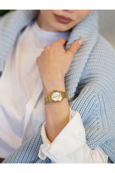 FERRO Sarı Çelik Kordon Kadın Kol Saati FL43019A-B 3ATM Su Geçirmez 2 Yıl Garantili HediyePaketli