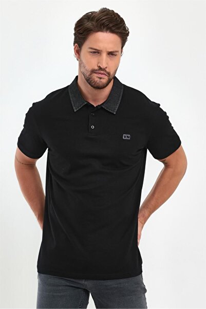 VENA Μπλουζάκι Polo με λεπτομέρεια γιακά Marco Jean - Μαύρο