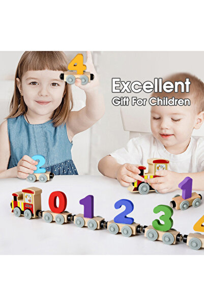 OEM Wooden Train with Numbers, Interactive Children's Toy, Magnetic System, Multicolor, 3+ Years
