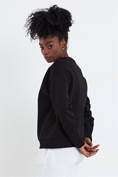 VENA Γυναικείο βαμβακερό φούτερ Crew Neck - Μαύρο