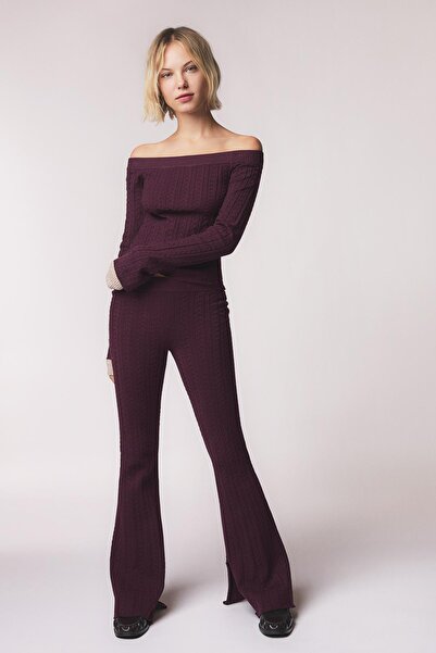 Bershka Cable-knit flared trousers