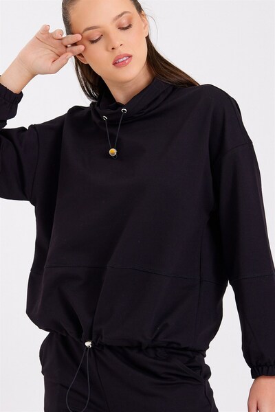 VENA Norah Yakası Detaylı Sweatshirt - Siyah