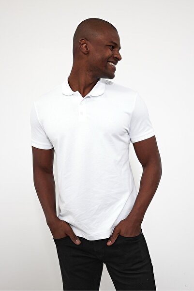 VENA Μπλουζάκι Martin Polo Yakali εφαρμοστό Pike - Λευκό