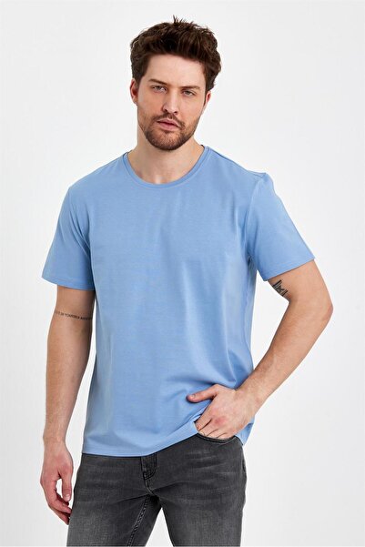 VENA Μπλουζάκι Ken Crew Neck Regular Fit Basic - Μπλε του ουρανού