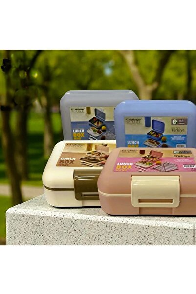 Tatlı Sebep Compartmented Layered Lockable Lunch Box Fork-Spoon Set School-Student