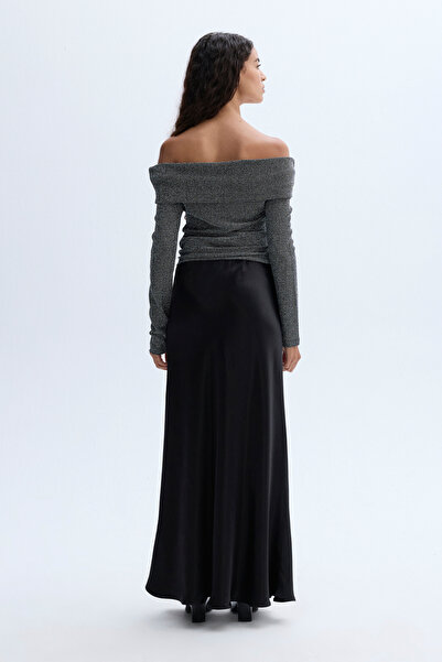 Mudo Kayik Yaka Fitted Long Sleeve Bluz