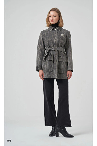 Nuss 6016 Tam Boy Düğmeli Kemer detayli kap SİYAH