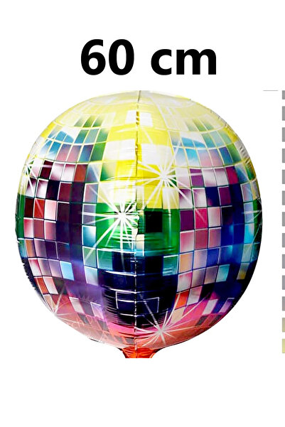Parti dolabı 60x60 Cm 4d Disko Topu Folyo Balon Hologram Baskı Renkli Disko T...